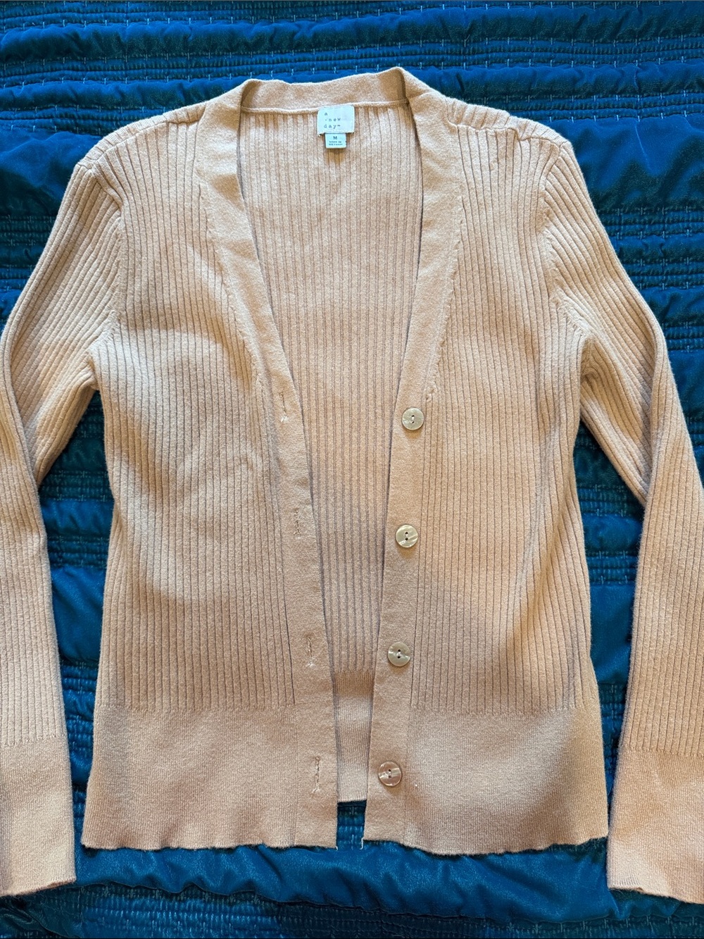 a new day  Ribbed Button-Front Cardigan